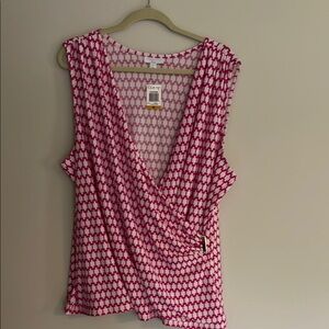 Charter Club Pink Sleeveless Wrap Blouse